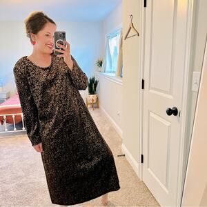 Vintage Kathie Lee Woman Brown Green Floral Velvet Maxi Dress 14
